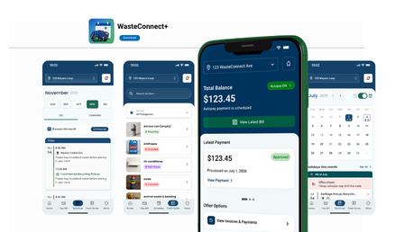 WasteConnect+ app screens